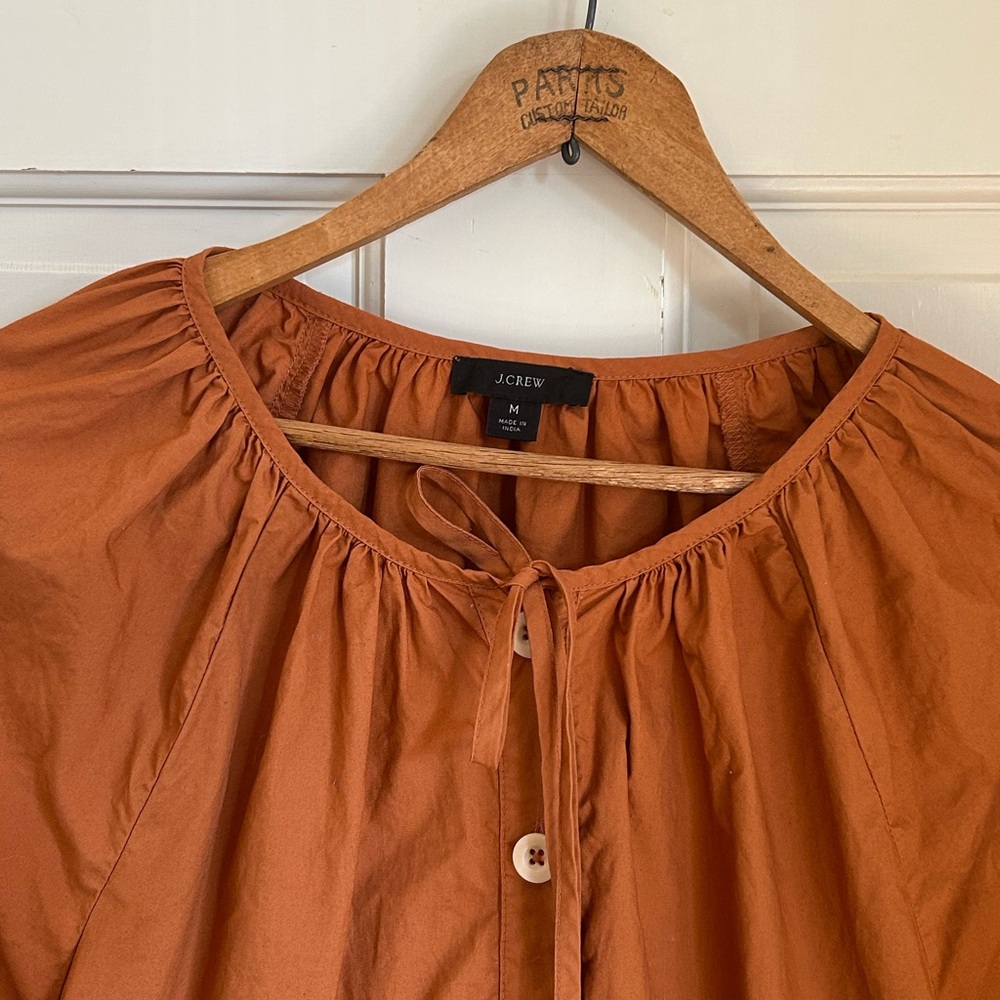 j. crew tie-sleeve poplin blouse